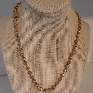 Anthropologie Gold Heart And Multi Color Beaded Necklace